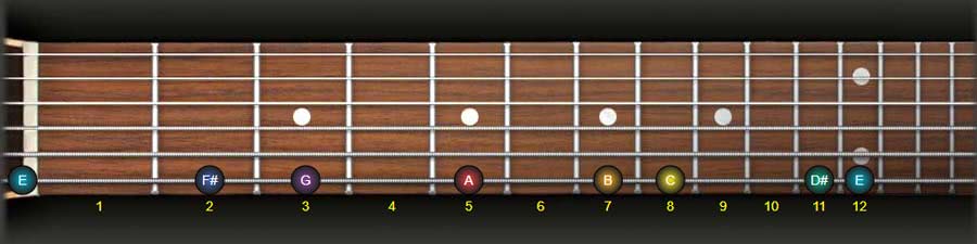 e harmonic minor scale on one single string