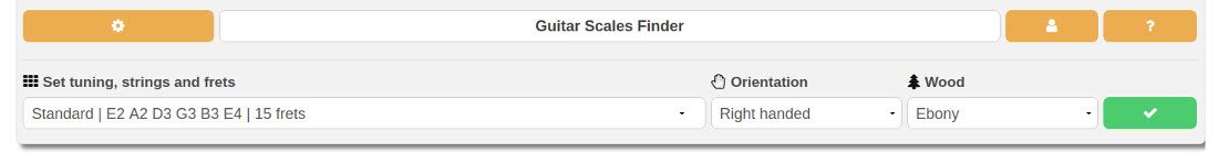 settings of the scale finder software: tuning, left-handed layout
